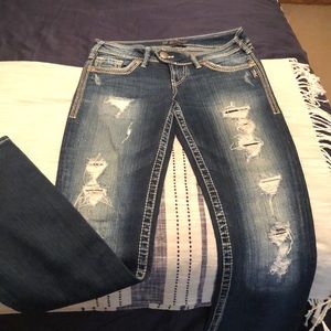 Silver ripped jeans